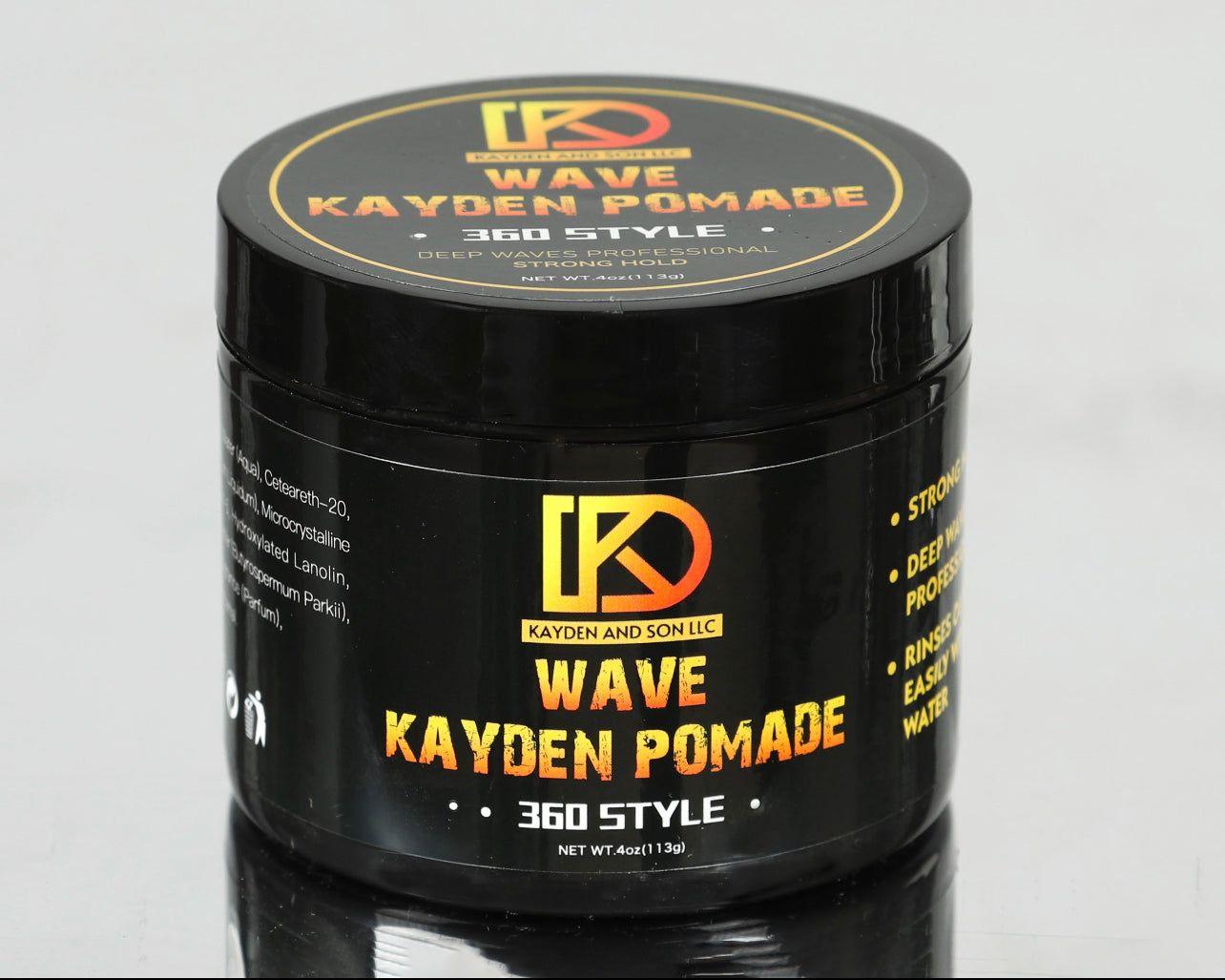 Kayden Wave Promade.Natural Pomade for Men's Strong Hold and Layered Waves - Easy Wash Hair Cream, Grease for Moisture, Control and Silky Shine 4oz