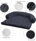 Calming dog bed features long plush fabric, washable zipper, non-slip bottom, and high-elastic PP cotton for comfort and support.