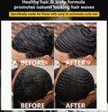 Before and after images showcasing the strong hold and natural waves created by Kayden Wave Pomade for curly hair.